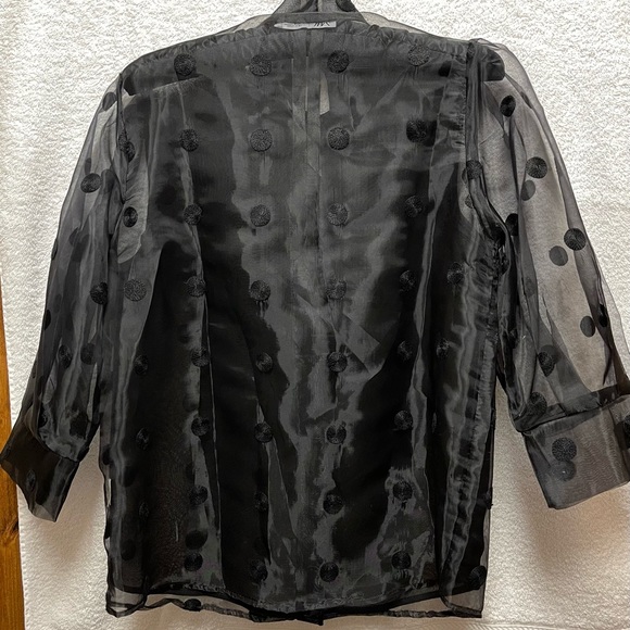 Zara Womens Sheer Polka Dot Blouse with Bow Tie - Picture 4 of 6